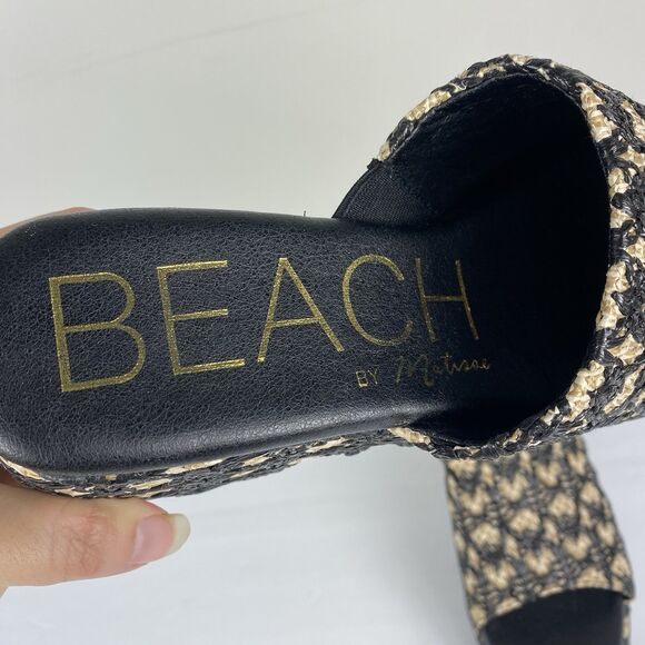 Beach Matisse Womens 8 Sandals Raffia Platform Clog Marble Black NEW Beach Y2K - Picture 5 of 7
